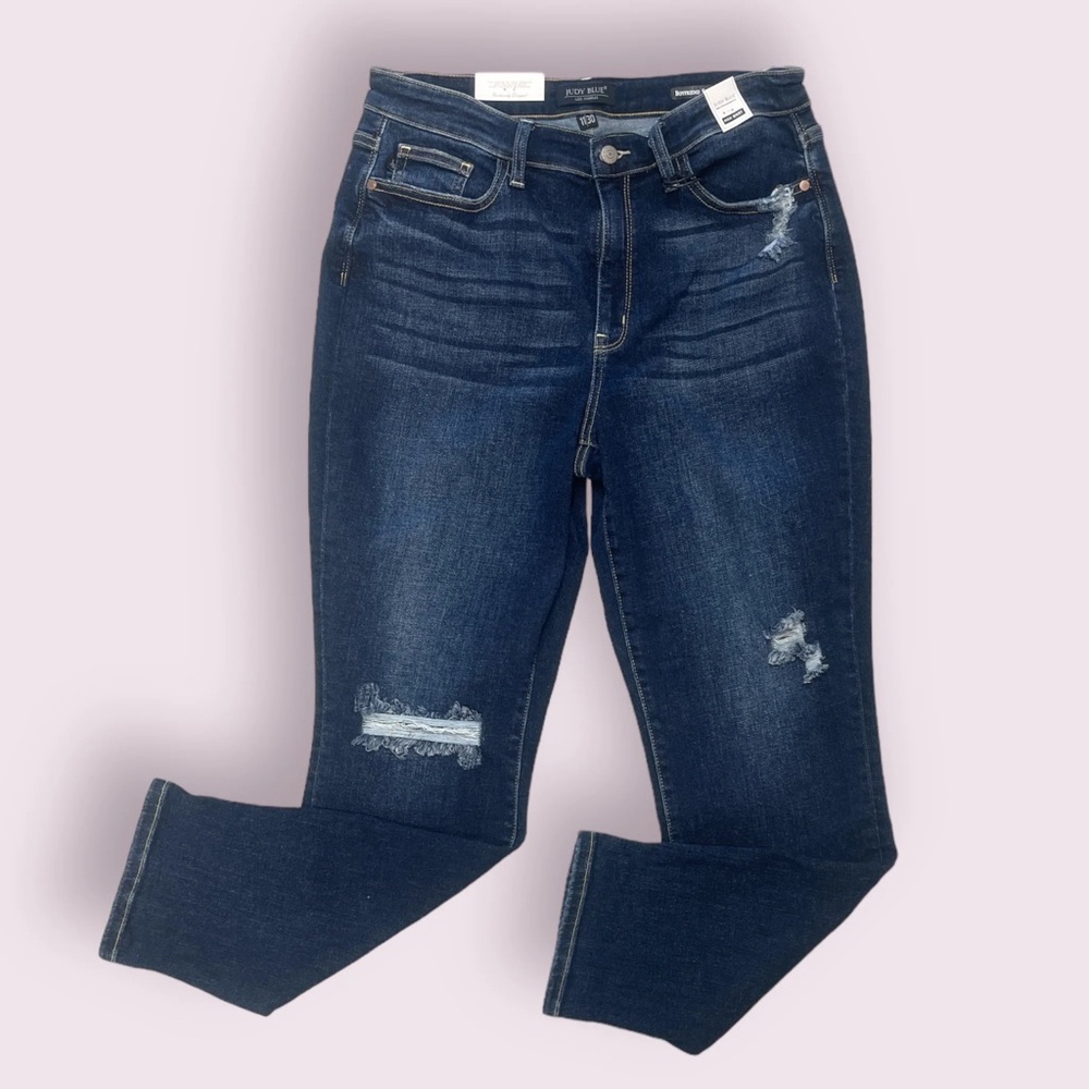 Judy Blue high-rise destroyed boyfriend fit stretch jeans